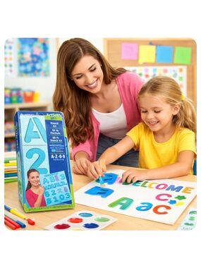 ARTSKILLS LETTER & NUMBER STENCIL KIT A-Z 0-9 60PC SCHOOL CRAFT SET